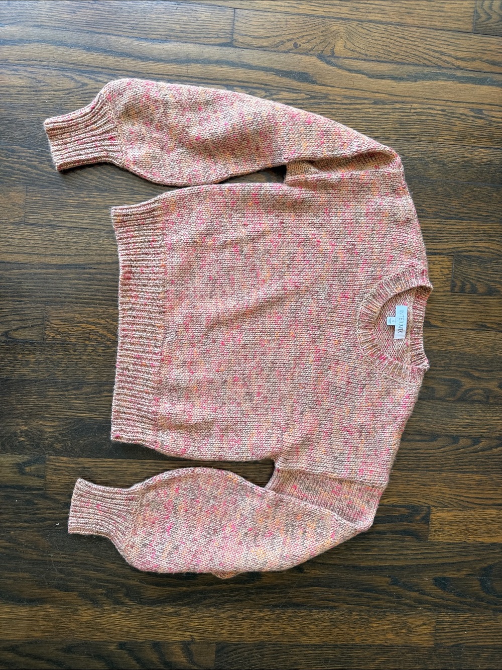 INTERMIX Pink Multitone Speckled Crewneck Sweater